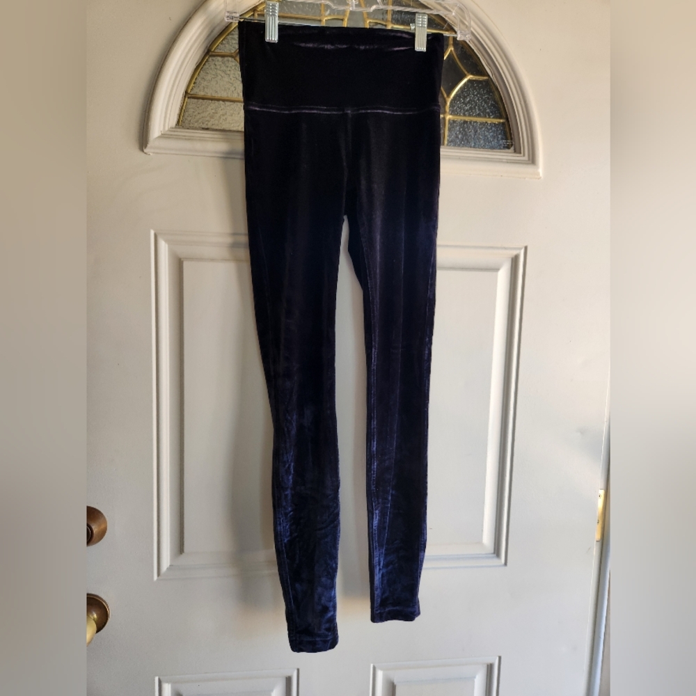 Lululemon Wunder Lounge High Rise Womens Black Velvet Skinny Leggings Sz XS/S